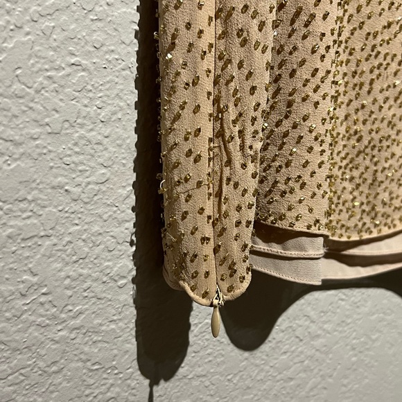 Dana Buchman petites beaded size 10 camel color silk tank - Picture 3 of 7